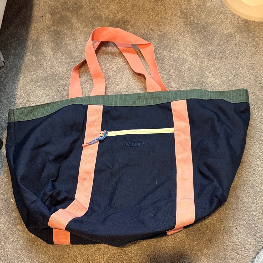 PINK Victoria's Secret Navy and Peach Duffel Bag